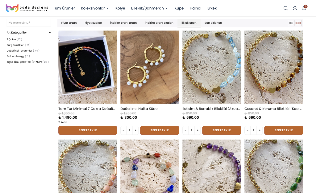 Bade Designs Handmade Jewelry E-Ticaret Dönüşüm Projesi